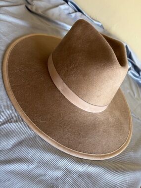 Janessa Leone Chestnut Wide Brim Felt Hat